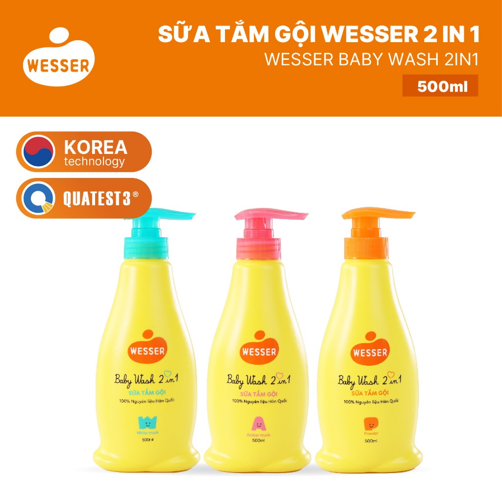 Sữa tắm gội WESSER 2 in 1 500ml [ BAO BÌ MỚI ]