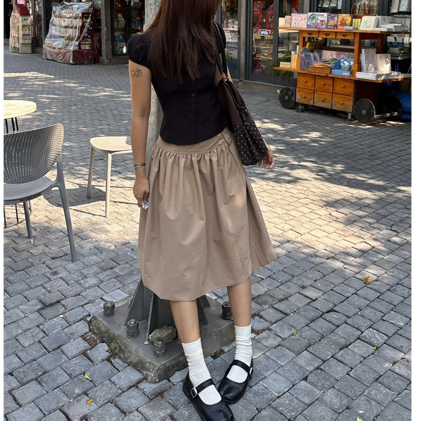 AREUM Chân váy lửng SUMI Skirt vải kaki đơn giản kiểu Nhật | BigBuy360 - bigbuy360.vn
