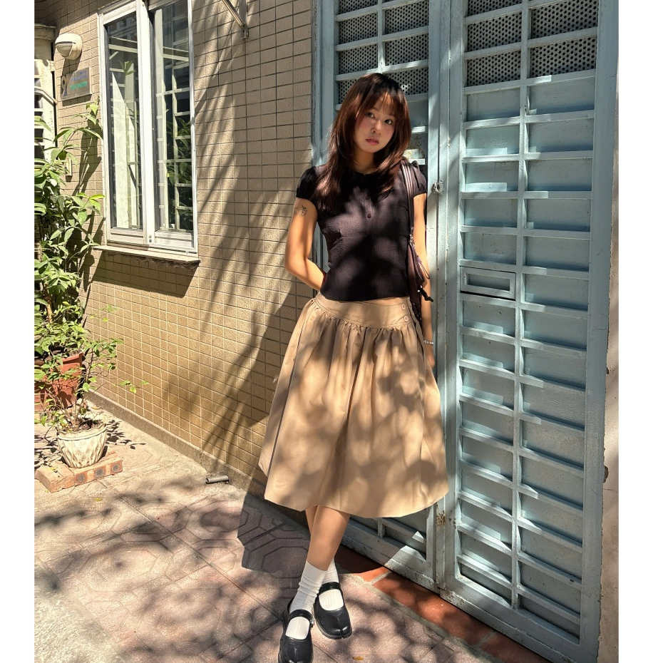 AREUM Chân váy lửng SUMI Skirt vải kaki đơn giản kiểu Nhật | BigBuy360 - bigbuy360.vn