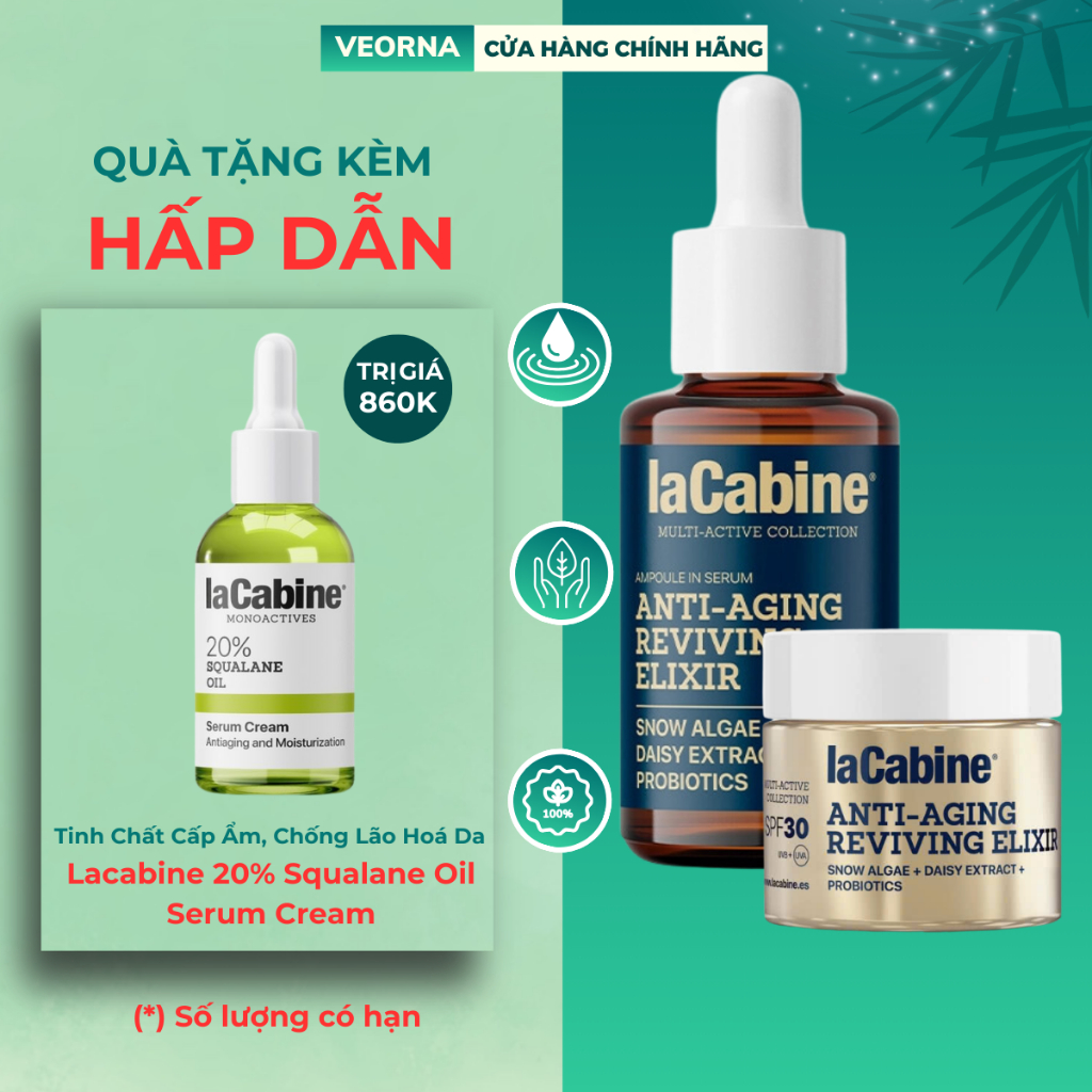 [COMBO] Tinh Chất LaCabine Anti-Aging Reviving Elixir Serum + Kem Dưỡng Lacabine Anti-Aging Reviving
