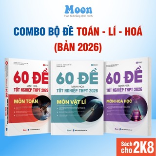  Sách 60 đề minh hoạ tốt nghiệp thpt môn toán lý hoá  Bộ đề trắc nghiệm 2026 khối A moonbook 