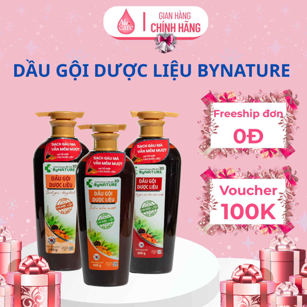 Dầu Gội Bynature Dược Liệu Ngăn Rụng Tóc/ Giảm Gàu/ Siêu Mềm Mượt/ Bồng Bềnh - Chai 600g