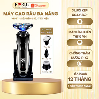 Máy Cạo Râu Mini Đa Năng HOKU 3 Lưỡi Cắt-Sạc Nhanh 2 Giờ, Chống Nước, Màn Hình LED MCR01