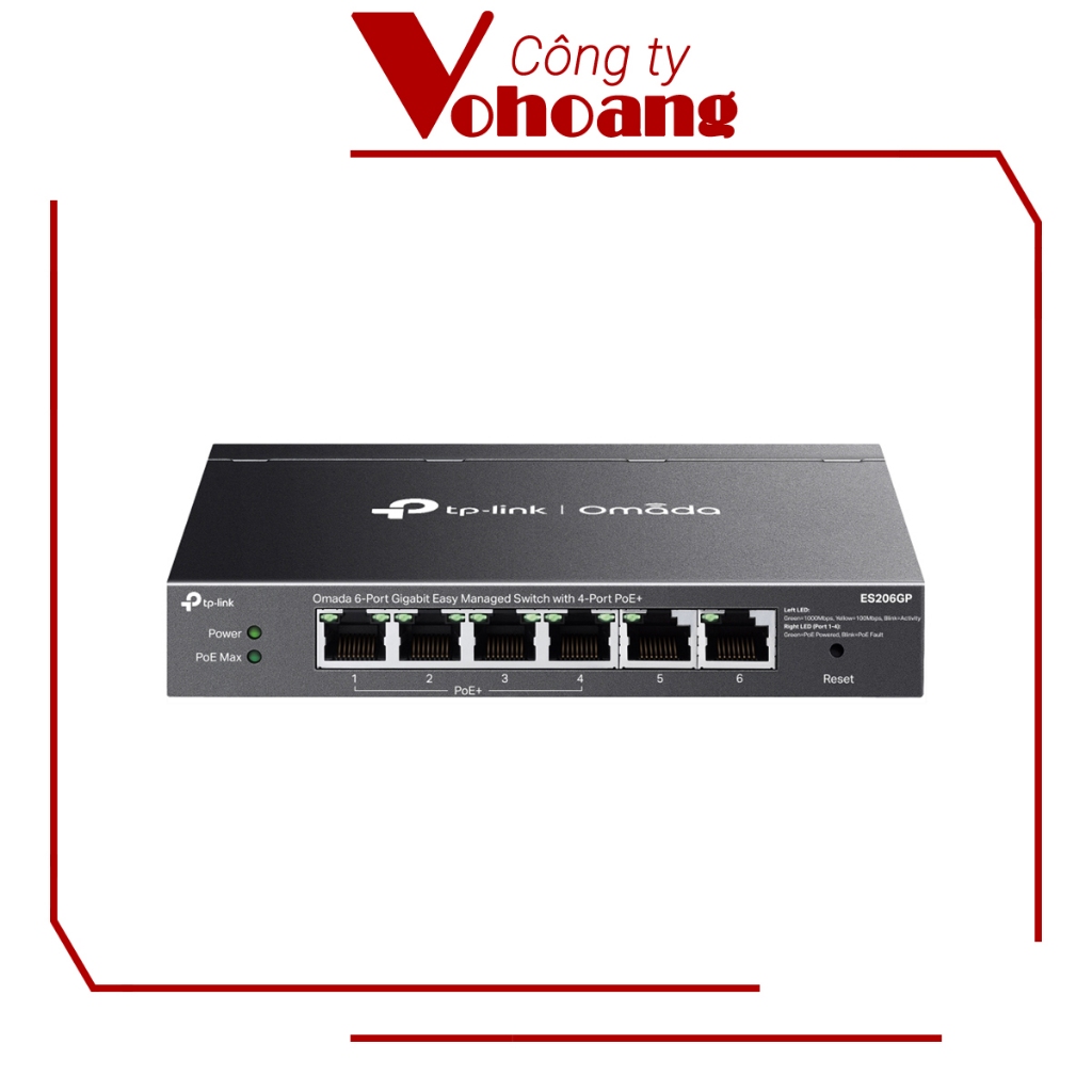 Switch Doanh Nghiệp TP-Link Omada ES206GP 6 Cổng Gigabit với 4 Cổng PoE+, Tổng PoE 65W, Hỗ trợ nhiều