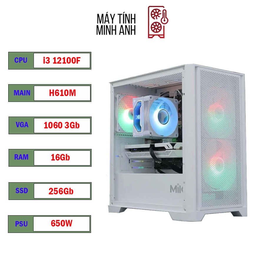 PC Gaming i3 12100f / RTX 3060 Case Gaming