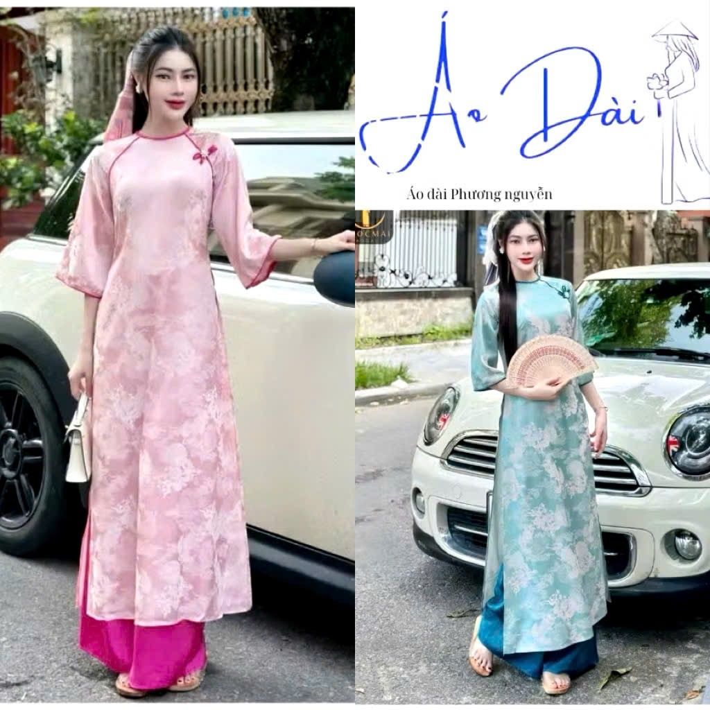 Áo dài tết [ GẤM LONG PHỤNG] cách tân dang suông tay loe  thươt tha - ÁO DÀI PHƯƠNG NGUYỄN.