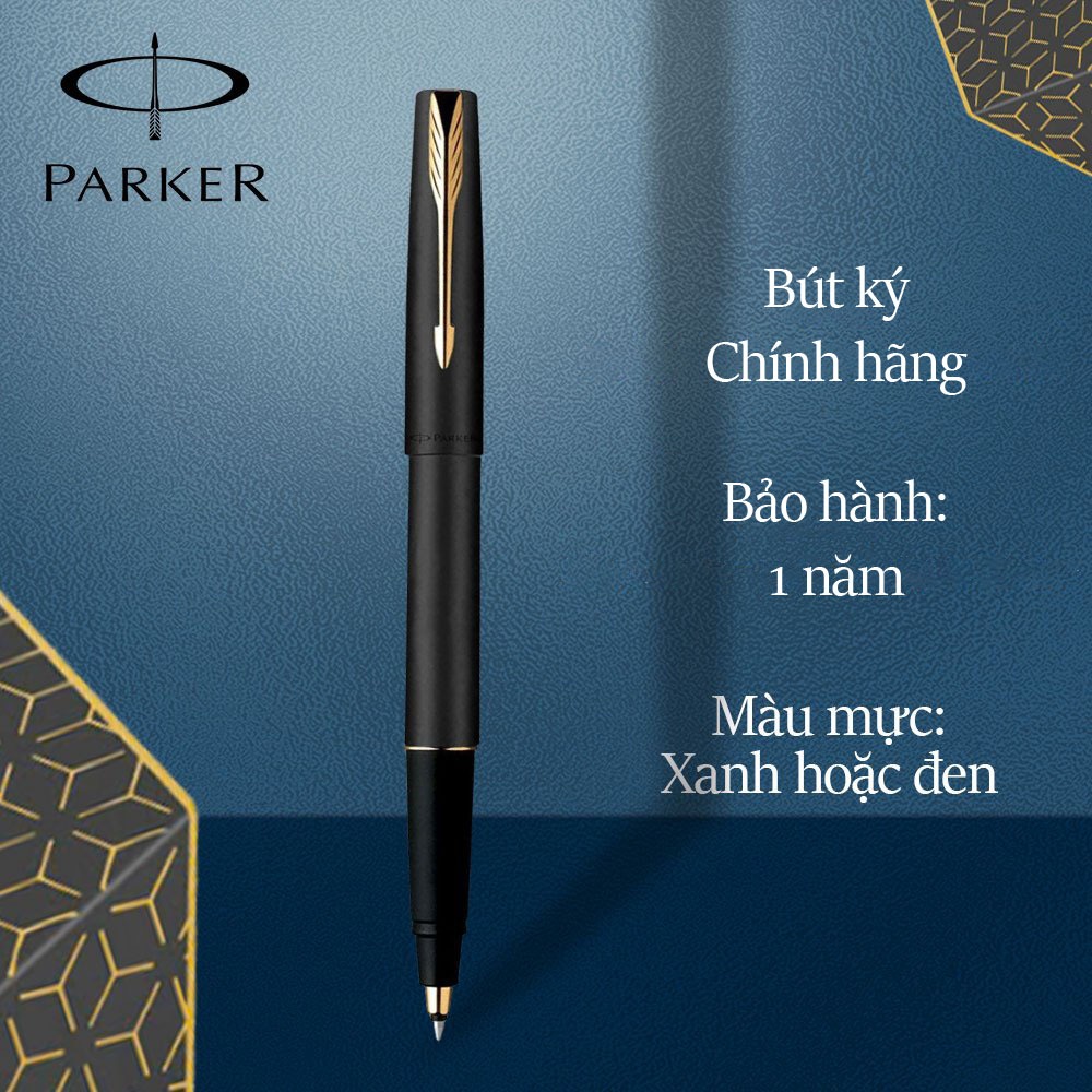 Bút Dạ Bi Parker Frontier Matte Black Gold Trim Rollerball Pen Chính Hãng, Thiết Kế Sang Trọng