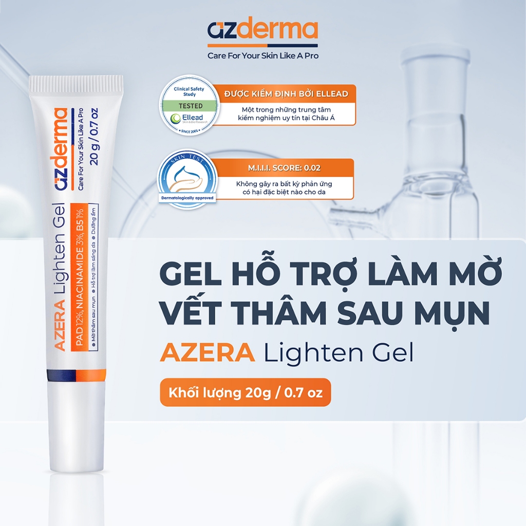 Gel hỗ trợ làm mờ vết thâm sau mụn Azera Lighten Gel Azderma 20g