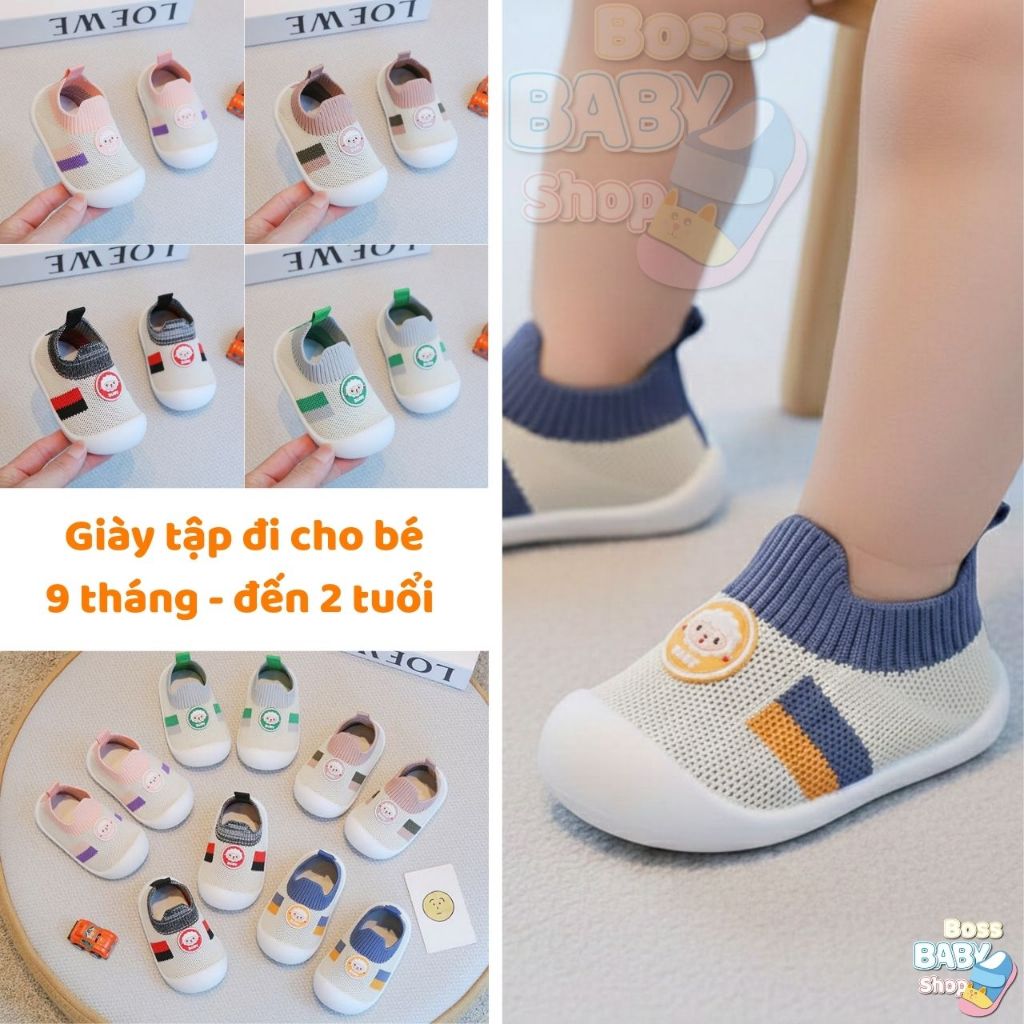Giày Bún Tập Đi 0-2 tuổi Bé Trai Bé Gái Cổ Chun Co Giãn Cừu Boby Thoáng Khí Đế Mềm Chống Vấp(G-1408)
