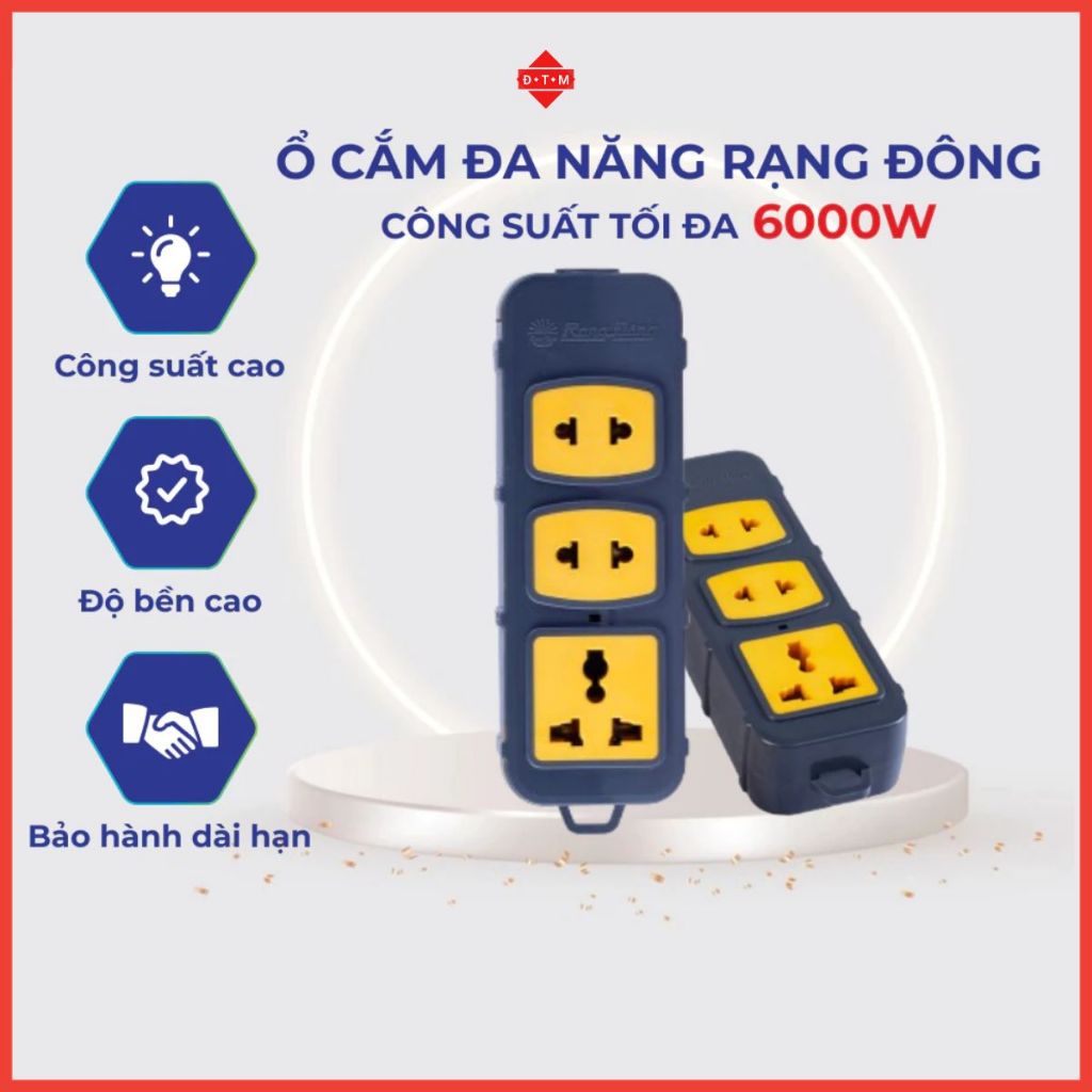 Ổ Cắm Công Suất Cao 6000W Rạng Đông OC10 Dùng Cho Bếp Từ, Nồi Lẩu, Máy Hàn. Ổ Cắm Đa Năng Có Đèn Báo