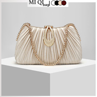  Túi xách nữ MIQIBAG có đeo chéo quai xách đi tiệc hoạ tiết xếp ly mix đá lấp lánh bling cao cấp đi chơi TX-157 