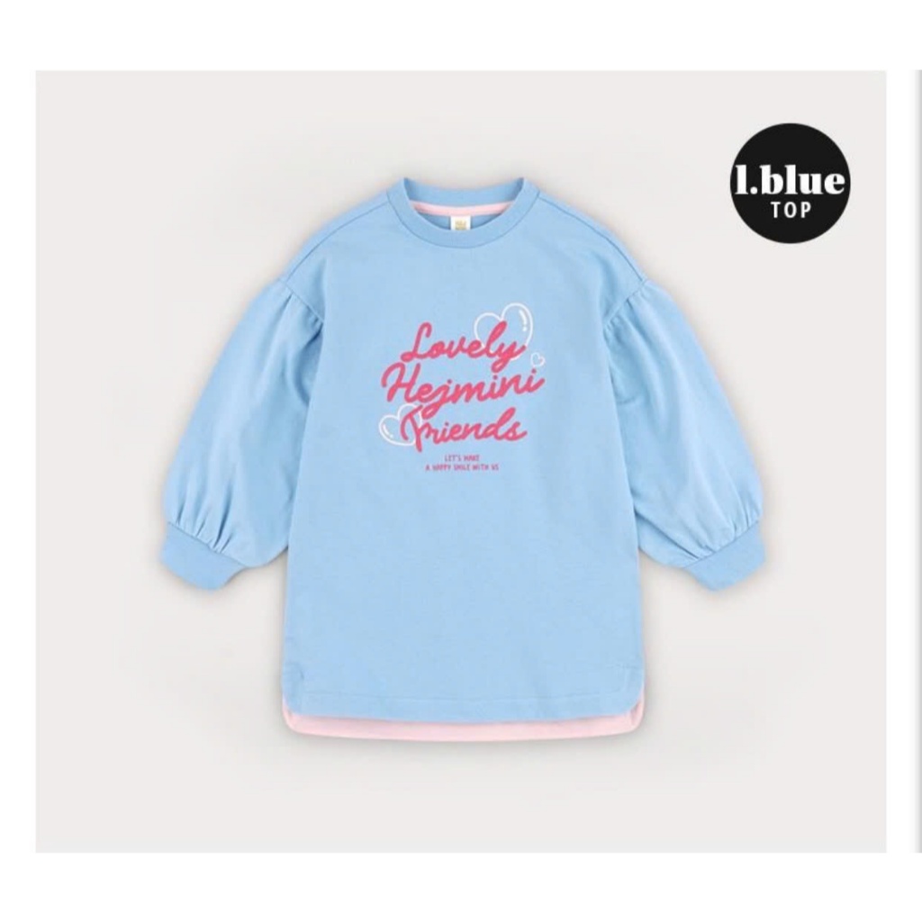 Áo váy nỉ da cá Lovely Hejmini friend bé gái. HA3458