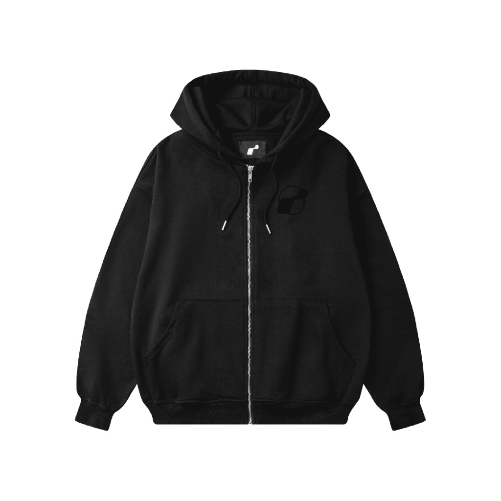 Áo Hoodie Zip Đen ROSS STUDIO Nỉ Chân Cua 440gsm Logo In Nhung - Hoodie Full Zip Unisex Streetwear