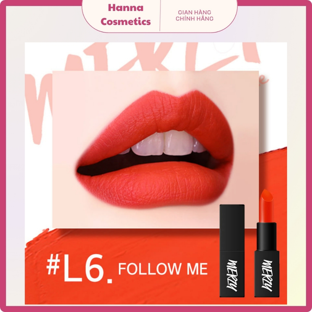 Son Thỏi Lì Merzy Another Me The First Lipstick L6 Follow Me (son môi màu Đỏ cam)