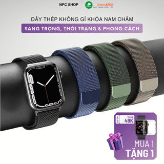 Dây đeo thép không gỉ khoá nam châm dành cho đồng hồ Apple Watch Ultra SE 11 10 9 8 7 6 5 4 3 2 1 mềm mại thoáng khí