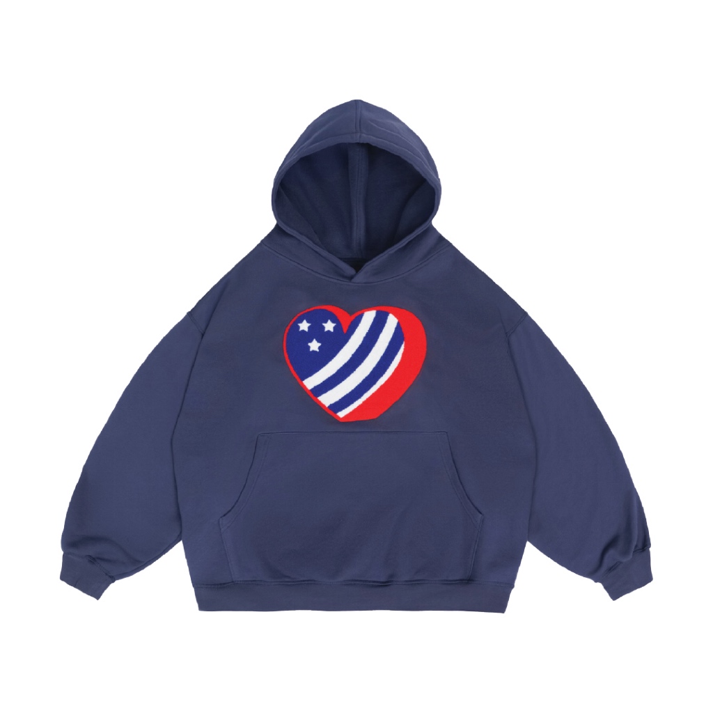  Áo Hoodie Oversized ROSS STUDIO Xanh Navy Thêu Xù Nỉ Chân Cua 480gsm  - HEARTWAVE HOODIE 