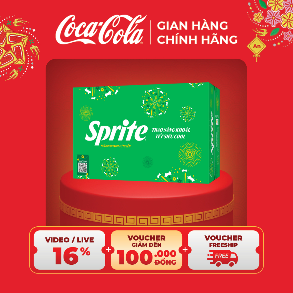  Thùng Lốc 24 Lon Nước Ngọt Giải Khát Có Gas Sprite Vị Chanh 320ml Lon Coca-Cola Official Store SALE 12.12_SP 