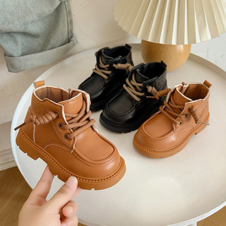 Sz15-30 [+VỚ] Giày boot cho bé trai/gái, chất da mềm, êm chân, đế cao su chống trơn trượt, khoá kéo tiện lợi QM-12