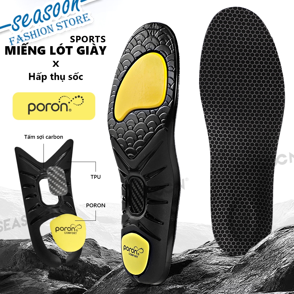 Lót Giày Thể Thao Cao Cấp Hỗ Trợ Vòm Massage độn Carbon Poro Chính Hãng Thoáng Khí Chống Sốc Êm Chân