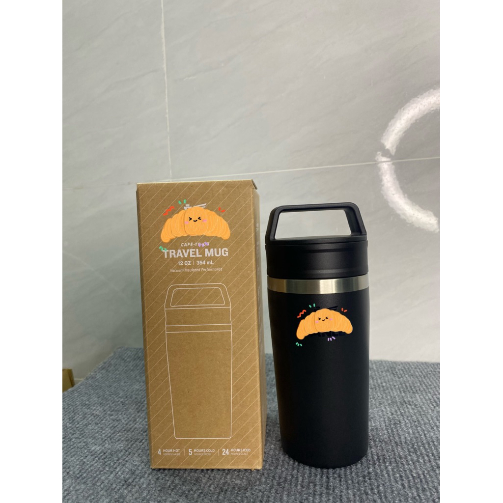 Pumyshop🎀Ly giữ nhiệt 12oz 354ml- Cafe-to-go Travel Mug màu đen