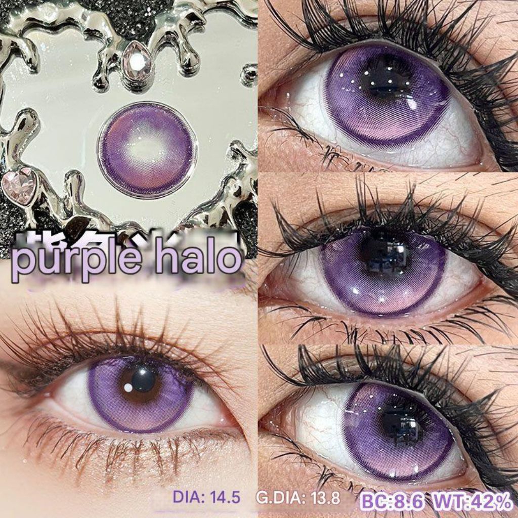 Lens 1 Ngày Cosplay Màu Tím Purple Halo Giãn 14.5mm