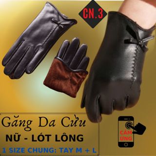  Găng Tay Da Cừu Nữ Cảm Ứng ĐT Mỏng Nhẹ Lót Lông Cao Cấp Đi Mưa Thoải Mái Dễ Lái Xe - Không Bong Nổ - BH 5 Năm - CN.3 