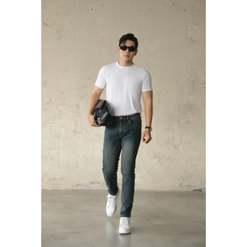 AG62 Quần Jeans Americus Gosani Trơn Form Slimfit Màu Xanh Đen