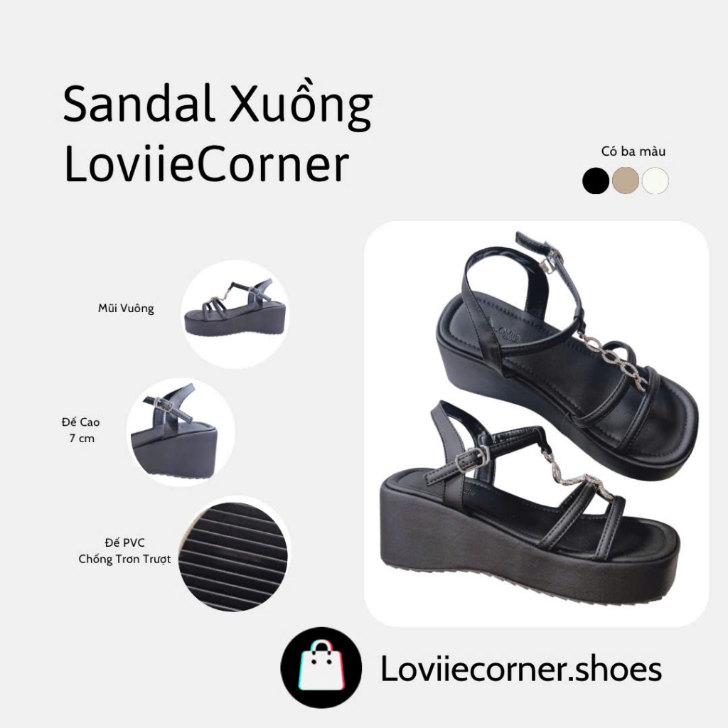 LOVIIECORNER - GIÀY SANDAL ĐẾ XUỒNG MŨI VUÔNG ĐÍNH TAG ĐÁ - SANDAL NỮ ĐẾ BẰNG 6 PHÂN  - S250808 - S2