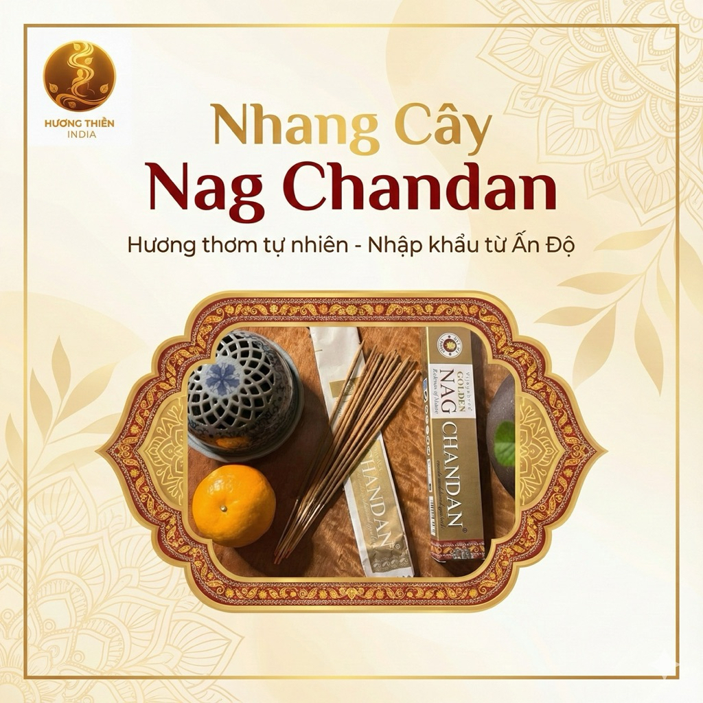 [Hộp lớn] Nhang Cây NAG Chandan - Nhang Cây Đàn Hương Ấn Độ - Nhang Ấn Độ - Hàng Chính Hãng