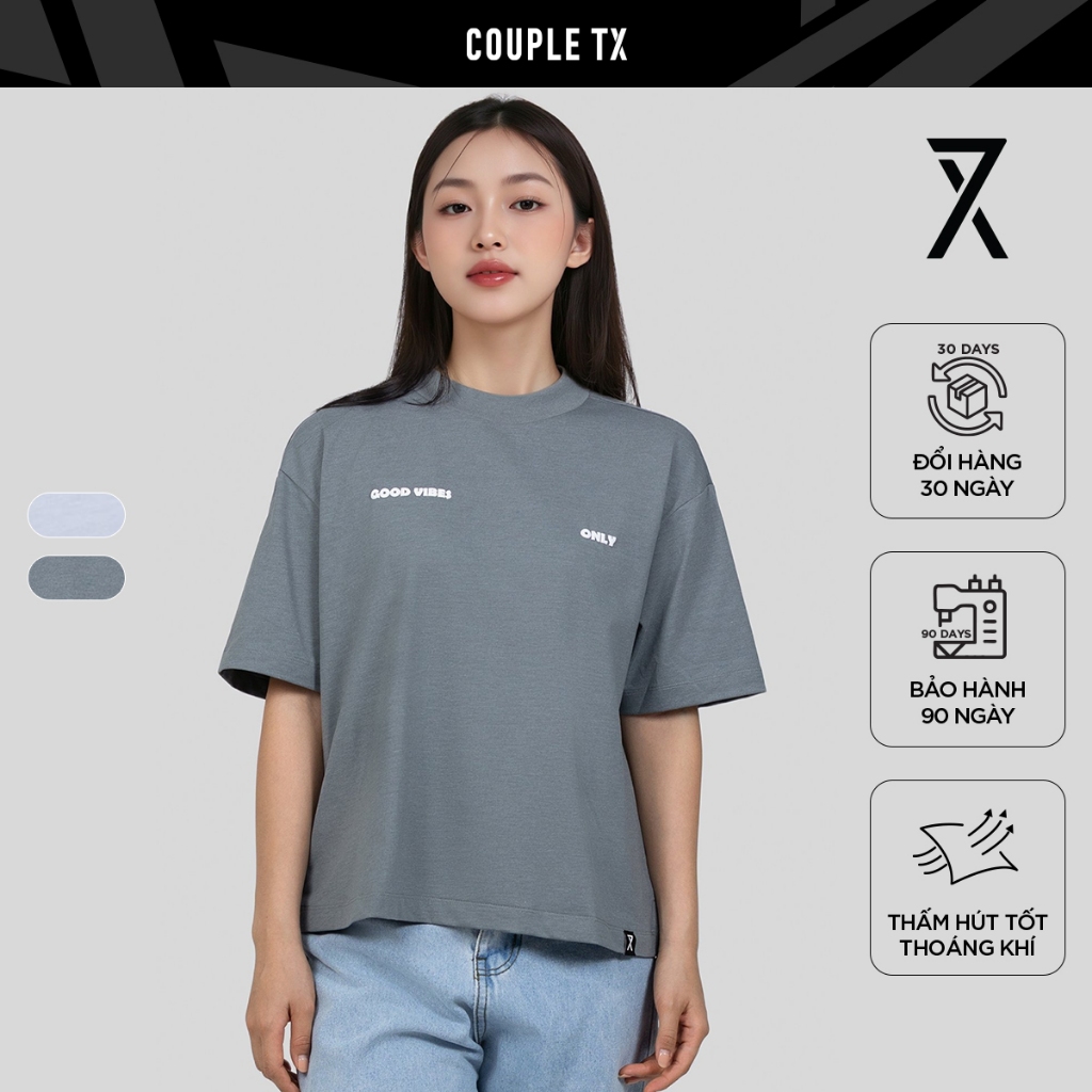 Áo Thun Nữ Couple TX Typo Good Vibes Form Relax Boxy WTS 2449