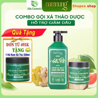  Combo Dầu gội và Dầu xả thảo dược Nam Nung xanh lá hỗ trợ giảm dầu hỗ trợ giảm gàu hỗ trợ giảm rụng suôn mượt 