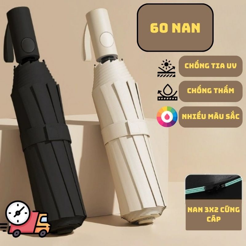 Dù Che Mưa 60 Nan Chắc Chắn Tự Động Đóng Mở Chống Tia UV