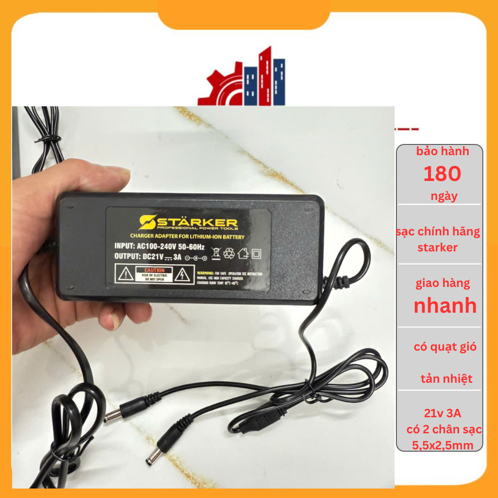 Sạc Nhanh Adapter 21V 3A , chân tròn 5,5x2,5mm Cho Pin10,15,20 cell 5s4p, Có Quạt Tản Nhiệt, 2 chân sạc