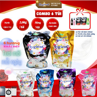  Combo 6 túi nước giặt đậm đặc 2 trong 1 HygienC Plus+ - Khối lượng 2.6Kg 