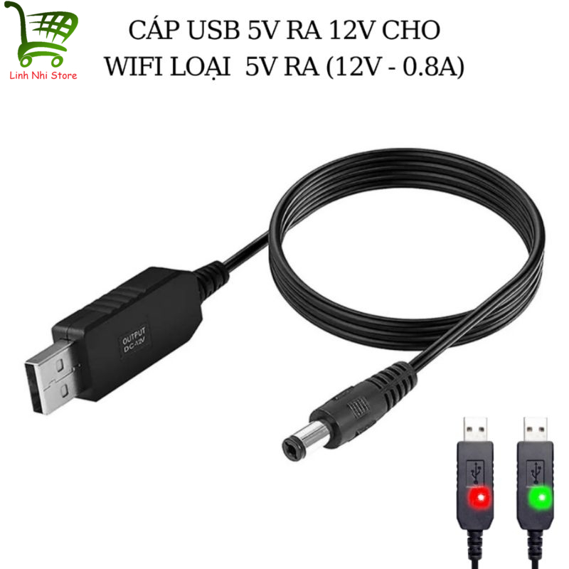 Cáp chuyển đổi điện áp 5V sang 12V - 1.5A (dùng cho moden Wifi 1.5A - Cúp điện vẫn có Wifi)