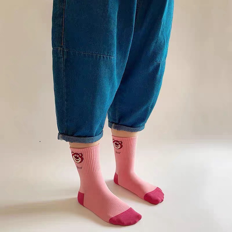 Combo 10 Đôi Tất Gấu Dâu Lotso Dễ Thương Dành Cho Bé Từ 1-12 Tuổi