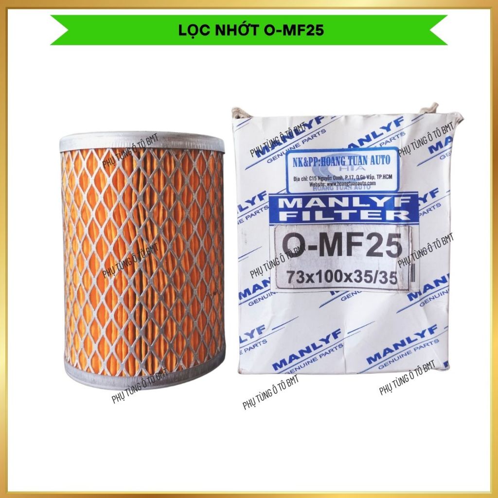 Loc nhớt động cơ Isuzu mã lọc O-MF25, loại lọc giấy. KT 100*73*35/35mm.