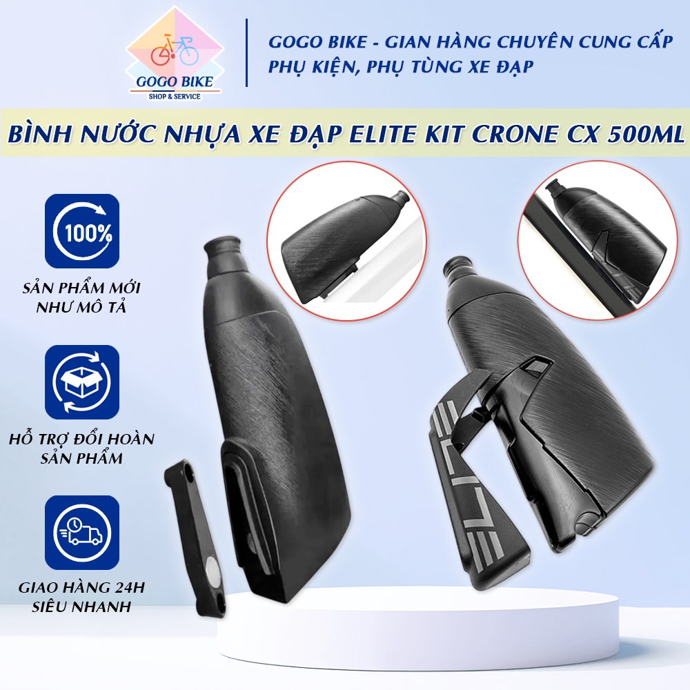 [GoGo Bike] Bình nước xe đạp nhựa  ELITE KIT CRONO CX 500ml (New) - Nhẹ, bền, đẹp cho xe đạp Road & 