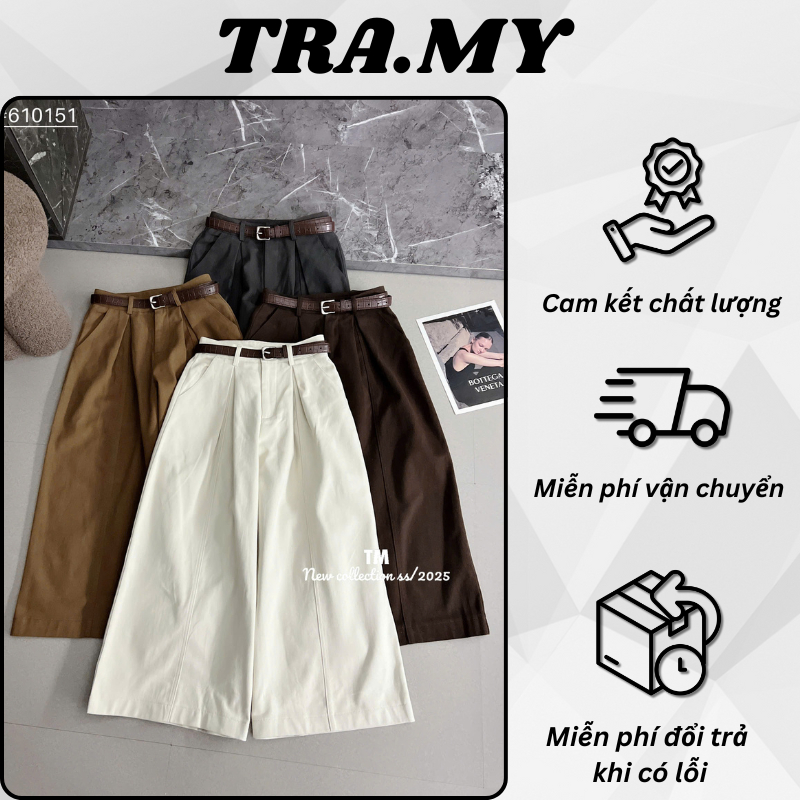 TRAMY • Quần Thô Nữ Dáng Suông Nấm Dài 85cm Ống Rộng Basic Dễ Phối (QC loại 1) #610151