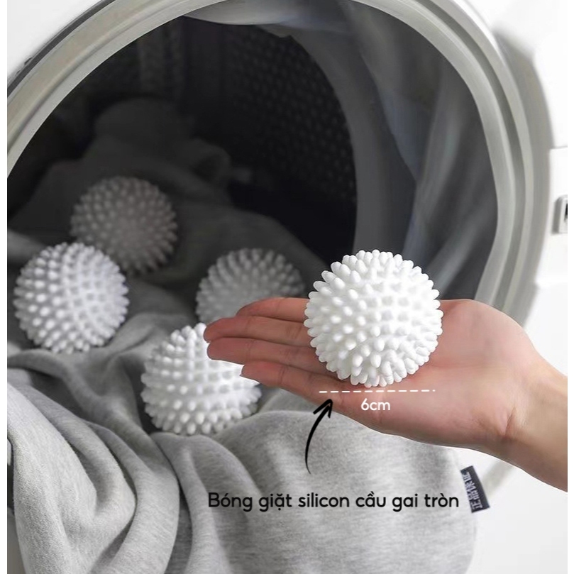 Combo 5 Bóng giặt slicon cầu gai trắng to hỗ trợ giặt đồ sạch chống nhăn quần áo hiệu quả AMI