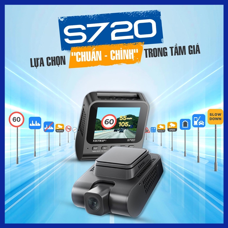Camera Hành Trình VietMap S720 | Ghi Hình 4K, Góc Rộng 150° | Cảnh Báo Tốc Độ Bắng Giọng Nói