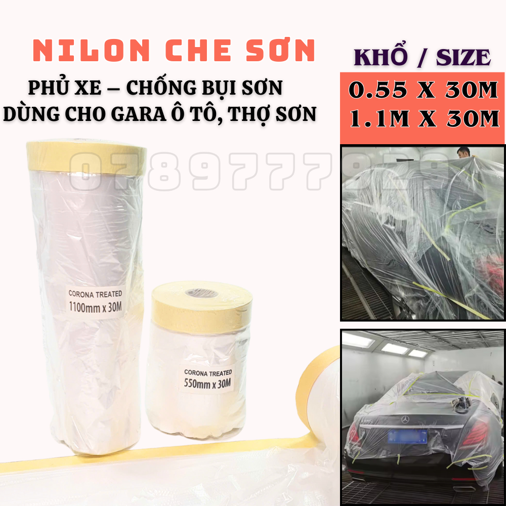[ combo 6 cuộn ] Nilon Che Sơn 0.55m x 30m / 1.1m x 30m – Phủ Xe – Chống Bụi Sơn – Dùng Cho Gara Ô T