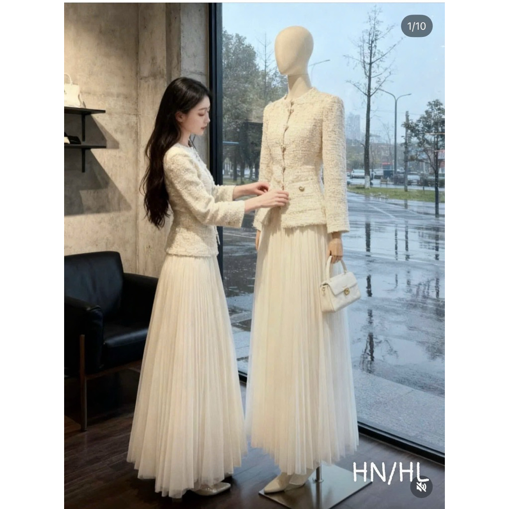 Hàng thiết kế Đi ăn cưới mùa này mặc gì cho xinh sang em về ngay 1 sét dạ cv dập ly xinh iuuuuu