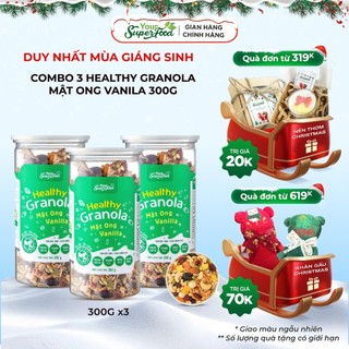  Combo 3 Granola Mật Ong Vanilla Ngũ Cốc Mix Sữa Chua Trái Cây Dùng Ăn Sáng Healthy Tốt Cho Gym Yoga Your Superfood 300g 