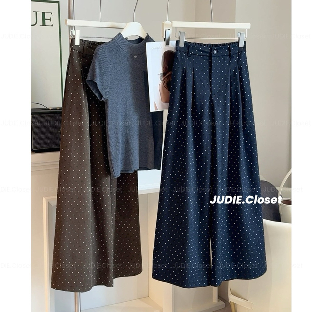 DẠ QCCC - Quần Suông Dạ Umi Chấm Bi HÀNG QCCC Cạp Khoá (chun sau) - ảnh thật JUDIE.Closet