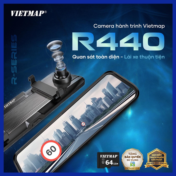 Camera Hành Trình VietMap R440 | Siêu nét 4K | Cảnh Báo Tốc Độ, Camera Phạt Nguội