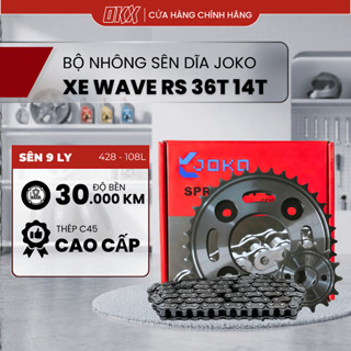  Bộ Nhông Sên Dĩa JOKO Xe Wave RS 36T 14T Xích Đúc 9 Ly 428-108L Thép Bền Nhông Dập Hàng Tốt 
