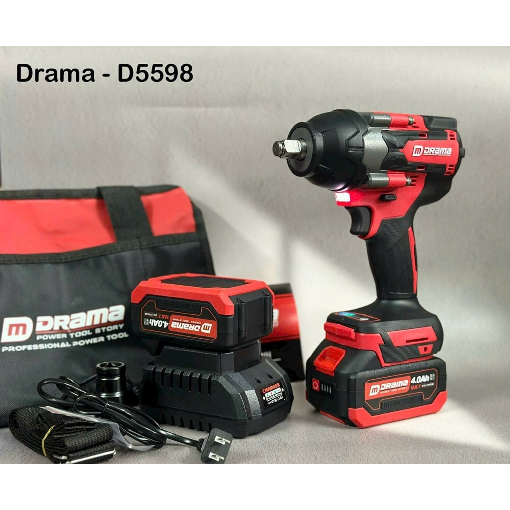 Máy siết bulong pin DRAMA 5598, Động cơ bền bỉ mạnh mẽ, Lực siết 800Nm