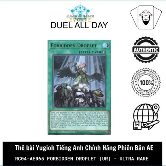 Thẻ bài Yugioh Tiếng Anh Chính Hãng Phiên Bản AE: RC04-AE065 Forbidden Droplet (UR)