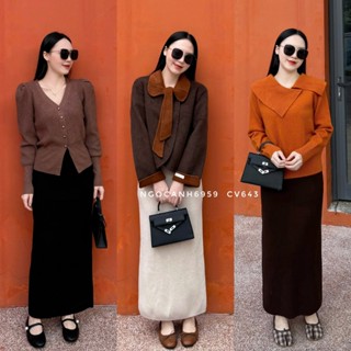  Ngocanh6959 SALE CV643 Chân váy len dáng dài 90 cm phong cách tiểu thư sang trọng Hàn Quốc NEW 